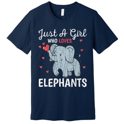 Just A Girl Who Loves Elephants Funny Cute Wo Graphic Premium T-Shirt