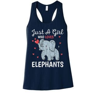 Just A Girl Who Loves Elephants Funny Cute Wo Graphic Women's Racerback Tank