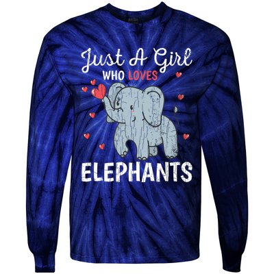 Just A Girl Who Loves Elephants Funny Cute Wo Graphic Tie-Dye Long Sleeve Shirt