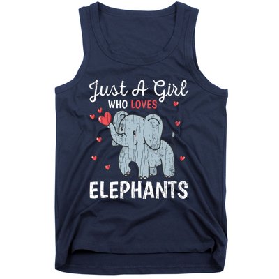 Just A Girl Who Loves Elephants Funny Cute Wo Graphic Tank Top