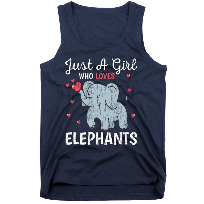 Just A Girl Who Loves Elephants Funny Cute Wo Graphic Tank Top