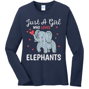 Just A Girl Who Loves Elephants Funny Cute Wo Graphic Ladies Long Sleeve Shirt