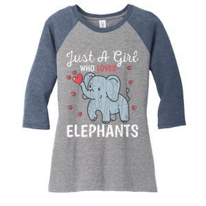 Just A Girl Who Loves Elephants Funny Cute Wo Graphic Women's Tri-Blend 3/4-Sleeve Raglan Shirt