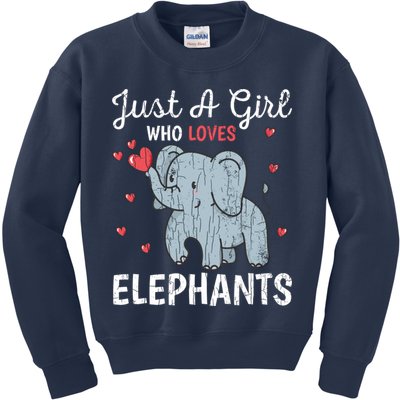 Just A Girl Who Loves Elephants Funny Cute Wo Graphic Kids Sweatshirt