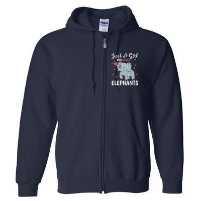Just A Girl Who Loves Elephants Funny Cute Wo Graphic Full Zip Hoodie