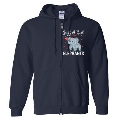 Just A Girl Who Loves Elephants Funny Cute Wo Graphic Full Zip Hoodie