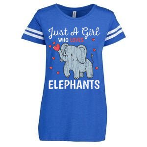 Just A Girl Who Loves Elephants Funny Cute Wo Graphic Enza Ladies Jersey Football T-Shirt