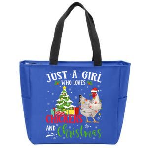 Just A Girl Who Loves Chicken And Christmas Buffalo Chicken Gift Zip Tote Bag