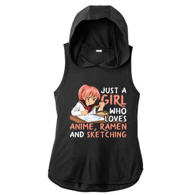 Just A Girl Who Loves Anime Ramen And Sketching Japan Anime Ladies PosiCharge Tri-Blend Wicking Draft Hoodie Tank