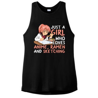 Just A Girl Who Loves Anime Ramen And Sketching Japan Anime Ladies PosiCharge Tri-Blend Wicking Tank