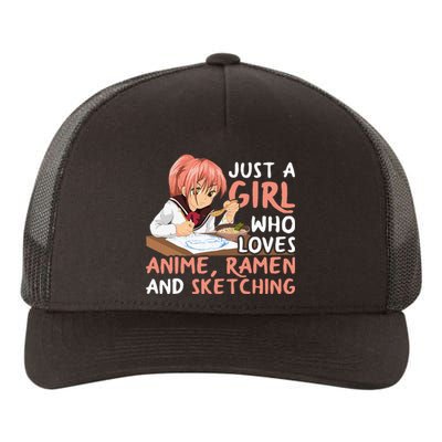 Just A Girl Who Loves Anime Ramen And Sketching Japan Anime Yupoong Adult 5-Panel Trucker Hat