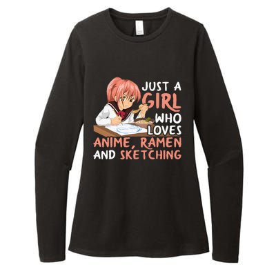 Just A Girl Who Loves Anime Ramen And Sketching Japan Anime Womens CVC Long Sleeve Shirt