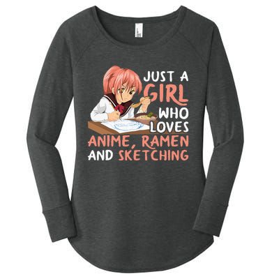 Just A Girl Who Loves Anime Ramen And Sketching Japan Anime Women's Perfect Tri Tunic Long Sleeve Shirt