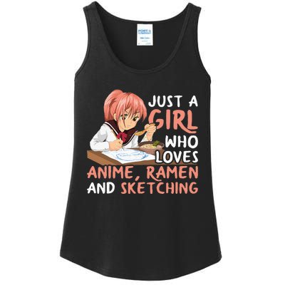 Just A Girl Who Loves Anime Ramen And Sketching Japan Anime Ladies Essential Tank