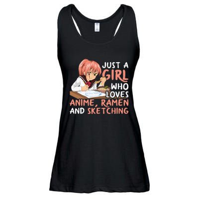 Just A Girl Who Loves Anime Ramen And Sketching Japan Anime Ladies Essential Flowy Tank