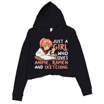 Just A Girl Who Loves Anime Ramen And Sketching Japan Anime Crop Fleece Hoodie