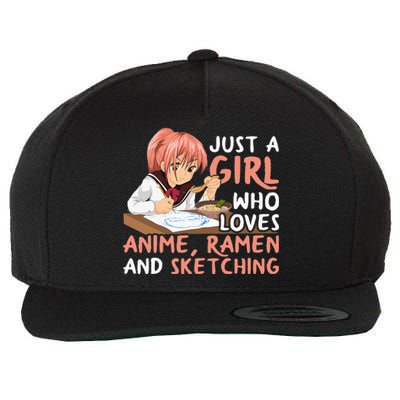 Just A Girl Who Loves Anime Ramen And Sketching Japan Anime Wool Snapback Cap