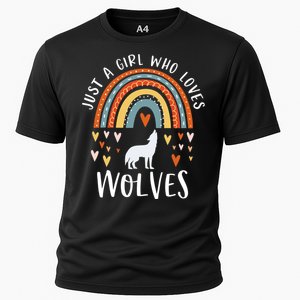 Just A Girl Who Loves Wolves Rainbow Gifts For Wolf Lover Cooling Performance Crew T-Shirt