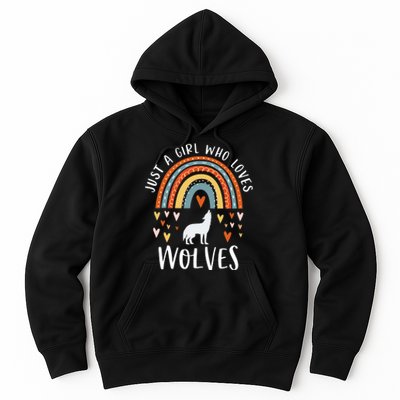 Just A Girl Who Loves Wolves Rainbow Gifts For Wolf Lover Hoodie