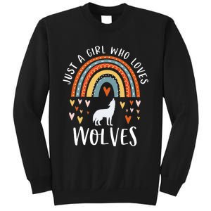 Just A Girl Who Loves Wolves Rainbow Gifts For Wolf Lover Sweatshirt