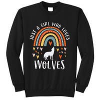 Just A Girl Who Loves Wolves Rainbow Gifts For Wolf Lover Sweatshirt