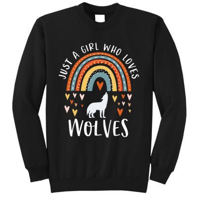 Just A Girl Who Loves Wolves Rainbow Gifts For Wolf Lover Sweatshirt