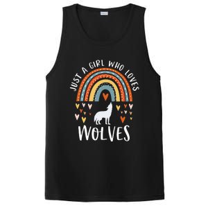 Just A Girl Who Loves Wolves Rainbow Gifts For Wolf Lover PosiCharge Competitor Tank