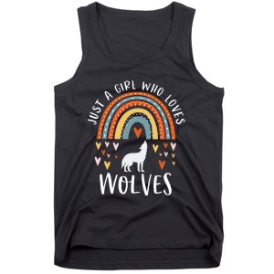 Just A Girl Who Loves Wolves Rainbow Gifts For Wolf Lover Tank Top