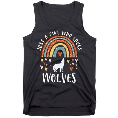 Just A Girl Who Loves Wolves Rainbow Gifts For Wolf Lover Tank Top