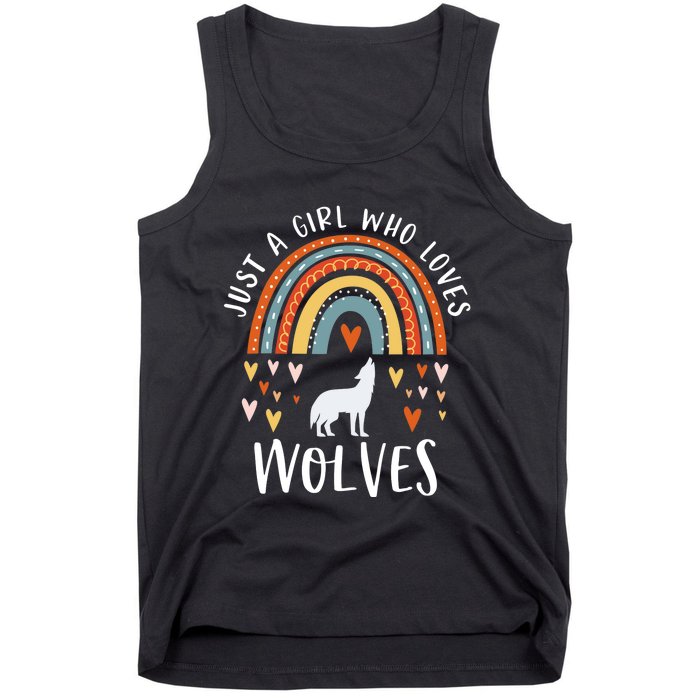 Just A Girl Who Loves Wolves Rainbow Gifts For Wolf Lover Tank Top