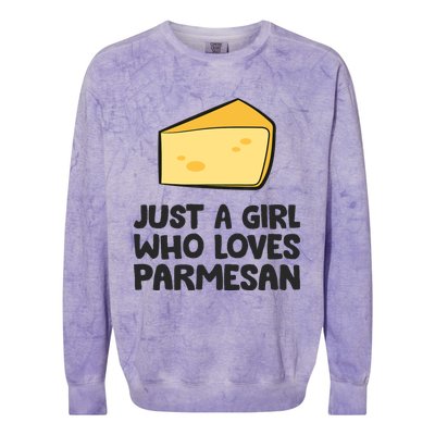 Just A Girl Who Loves Parmesan Cheese Colorblast Crewneck Sweatshirt