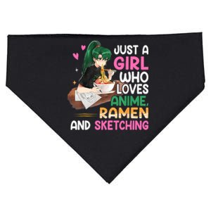 Just A G.irl Who Loves Anime Ramen And Sketching Japan Anime USA-Made Doggie Bandana