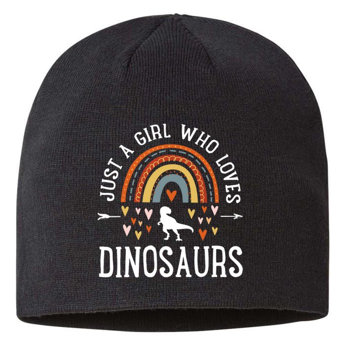 Just A Girl Who Loves Dinosaurs Rainbow Gifts For Dino Lover Sustainable Beanie