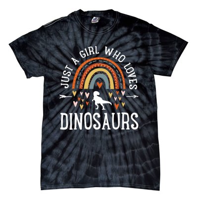 Just A Girl Who Loves Dinosaurs Rainbow Gifts For Dino Lover Tie-Dye T-Shirt