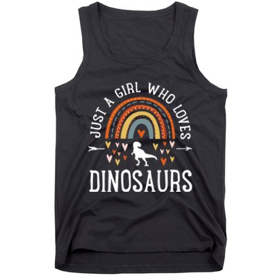 Just A Girl Who Loves Dinosaurs Rainbow Gifts For Dino Lover Tank Top