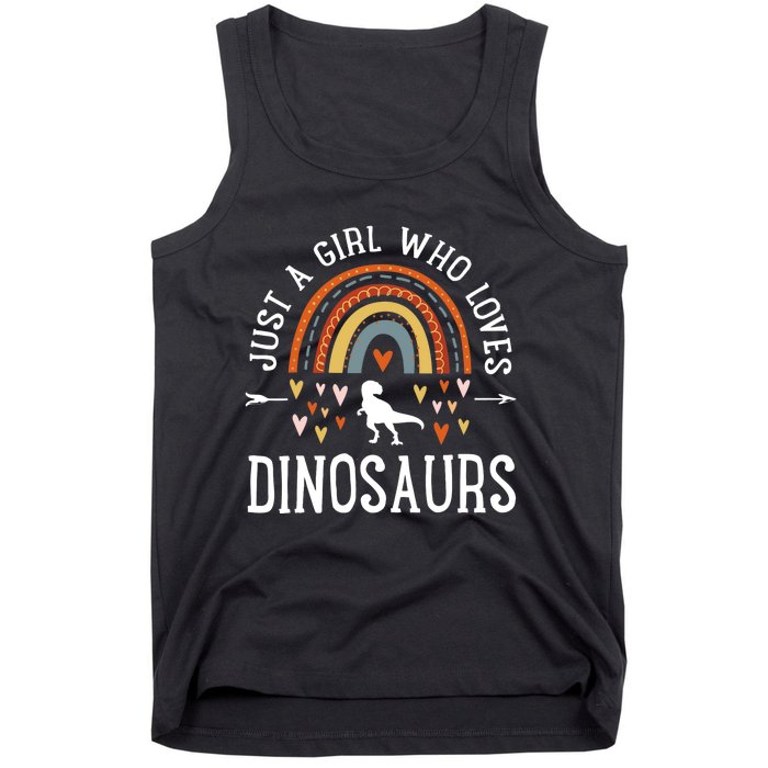 Just A Girl Who Loves Dinosaurs Rainbow Gifts For Dino Lover Tank Top