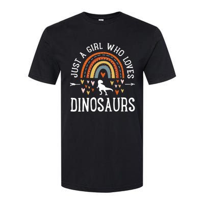 Just A Girl Who Loves Dinosaurs Rainbow Gifts For Dino Lover Softstyle CVC T-Shirt