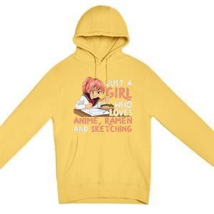 Just A Girl Who Loves Anime Ramen And Sketching Japan Anime Premium Pullover Hoodie