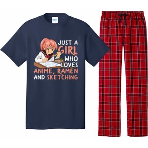 Just A Girl Who Loves Anime Ramen And Sketching Japan Anime Pajama Set