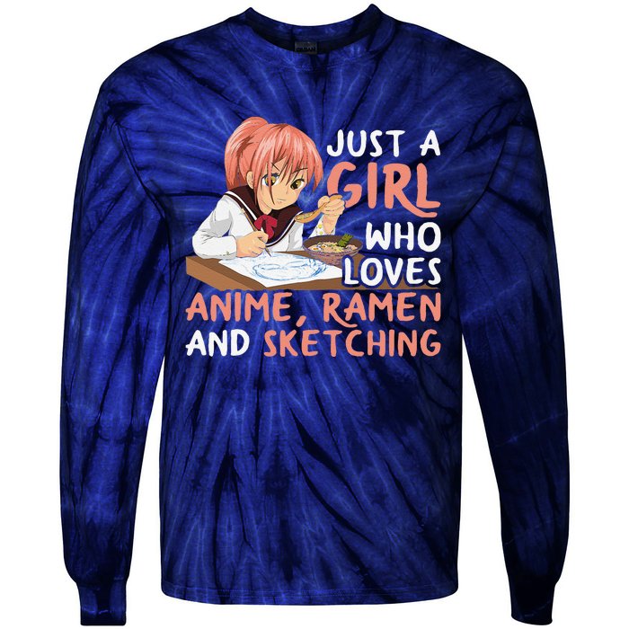 Just A Girl Who Loves Anime Ramen And Sketching Japan Anime Tie-Dye Long Sleeve Shirt