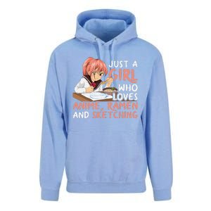 Just A Girl Who Loves Anime Ramen And Sketching Japan Anime Unisex Surf Hoodie