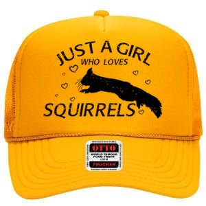 Just A Girl Who Loves Squirrels High Crown Mesh Back Trucker Hat