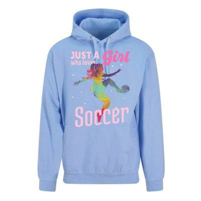 Just A Girl Who Loves Soccer Football Wo Girl Gift Unisex Surf Hoodie