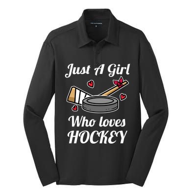 Just A Girl Who Loves Hockey Ice Hockey Girl Jersey Gift Silk Touch Performance Long Sleeve Polo