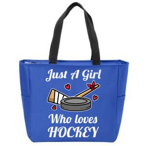 Just A Girl Who Loves Hockey Ice Hockey Girl Jersey Gift Zip Tote Bag