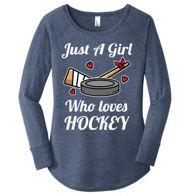 Just A Girl Who Loves Hockey Ice Hockey Girl Jersey Gift Women's Perfect Tri Tunic Long Sleeve Shirt