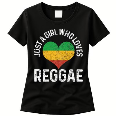 Just A Girl Who Loves Reggae Music Rastafari Rasta Gift Womens T-Shirt