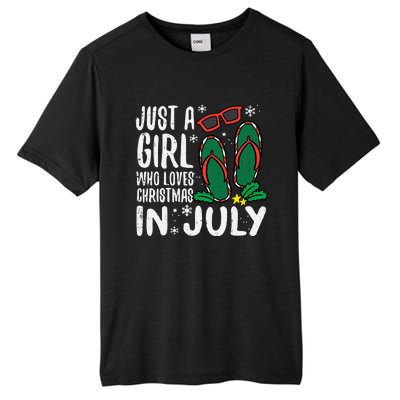 Just A Girl Who Loves Christmas In July Xmas Summer Wo Tall Fusion ChromaSoft Performance T-Shirt