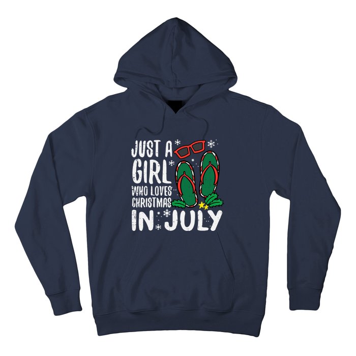 Just A Girl Who Loves Christmas In July Xmas Summer Wo Hoodie