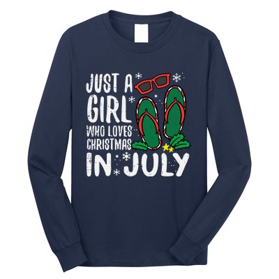 Just A Girl Who Loves Christmas In July Xmas Summer Wo Long Sleeve Shirt